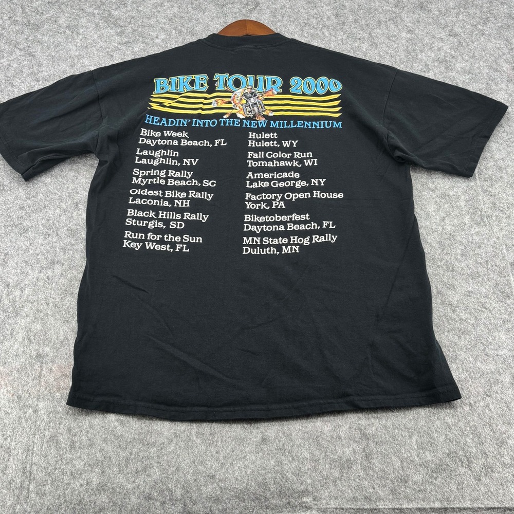 Vintage Jerzees Sturgis Tour 2000 T-Shirt Mens L Black Motorcycle Rally Graphic - Picture 5 of 9